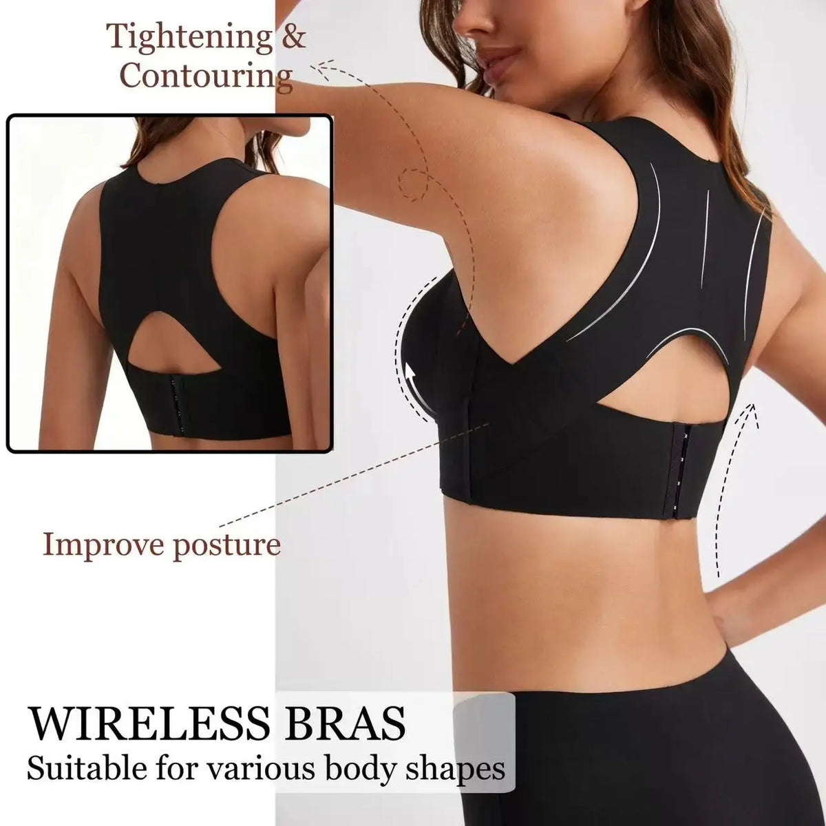 Posture Bra Wire-Free Bra, Women’S Breathable Mesh Wireless Top with Removable Pads Alternative, Activewear for Running and Gym Sessions Workout Bra, Training Bra, Push up Bra, Bras for Women Minimizer Bra, Jelly Bra,Gentle Support, Yoga Fitness Posture S